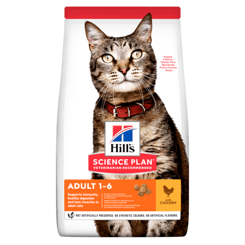 сухой корм для кошек "hill's science plan adult optimal care" (хиллс) с курицей