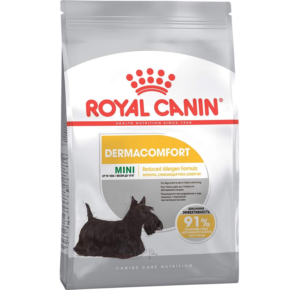сухой корм для взрослых собак малых пород с чувствительной кожей "royal canin mini dermacomfort" (роял канин)