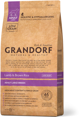 сухой низкозерновой корм для собак крупных пород "grandorf lamb & rice" (грандорф) с ягнёнком, индейкой и рисом