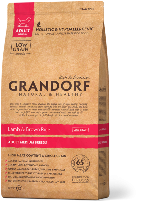 сухой низкозерновой корм для собак средних и крупных пород "grandorf lamb & rice" (грандорф) с ягнёнком, индейкой и рисом