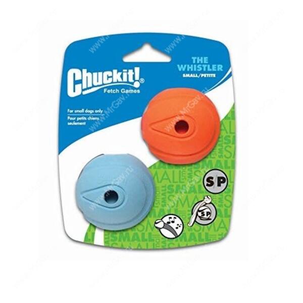 игрушка для собак chuckit! the whistler small 2-pack (свистящий мяч, резина, маленькая 2шт.)
