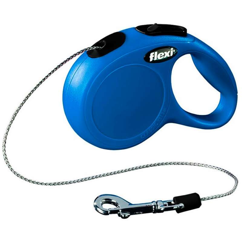 рулетка для животных "flexi new classic m" (флекси) 5 м до 20 кг (трос) синяя