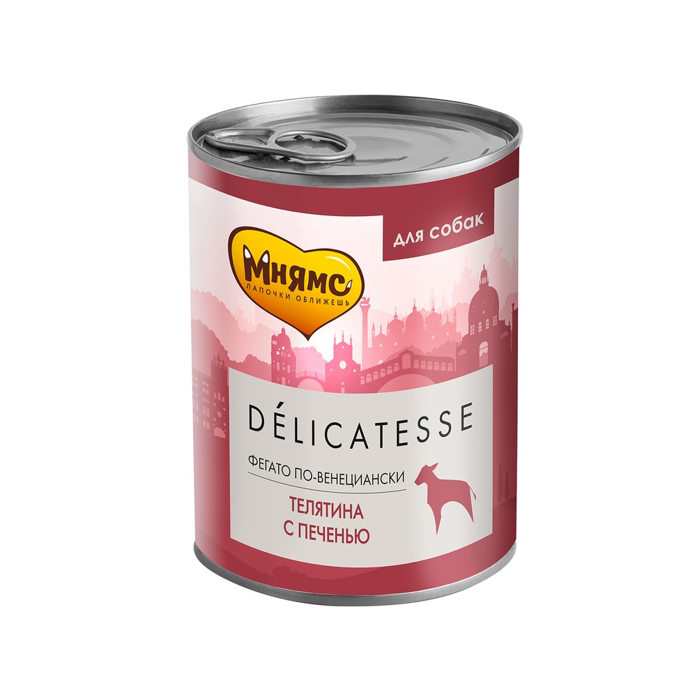 консервы для собак "мнямс delicatesse" фегато по-венециански (телячья печень с пряностями)