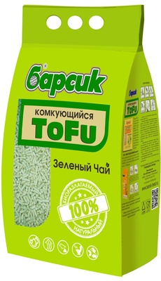 наполнитель для кошачьего туалета "барсик tofu" (тофу), комкующийся, зелёный чай