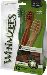 whimzees зубная щетка для собак м 11 см 12 шт в пакете