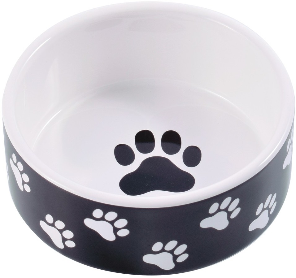 миска керамическая для собак "mr.kranch" черная с лапками, 420 мл