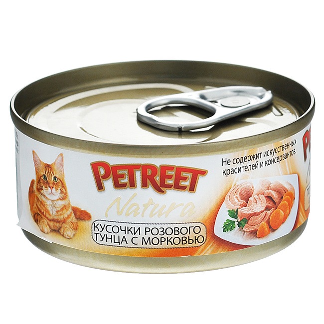 консервы для кошек "petreet" с тунцом и морковью 70 г