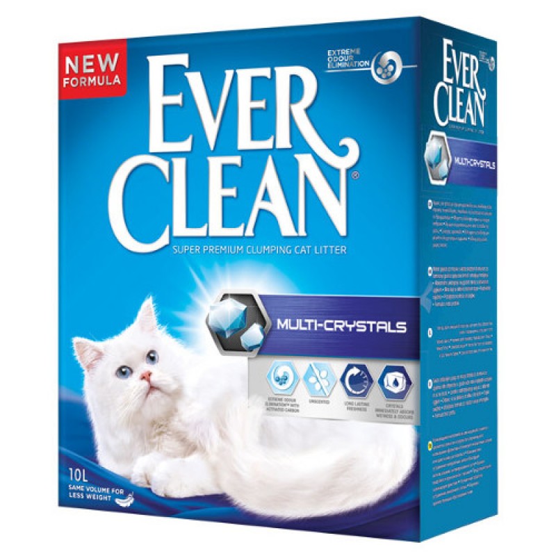 наполнитель для кошачьего туалета "ever clean multi crystals" с мульти-кристаллами (синяя полоска)