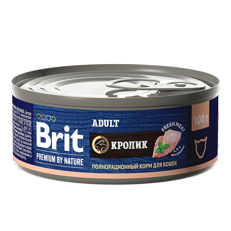 консервы для кошек "brit premium by nature"(брит) с мясом кролика