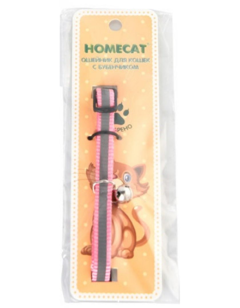 homecat 20 см - 30 см ошейник для кошек с бубенчиком розовый