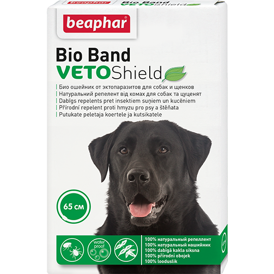 ошейник для собак "beaphar veto shield bio band" от блох и клещей 65 см