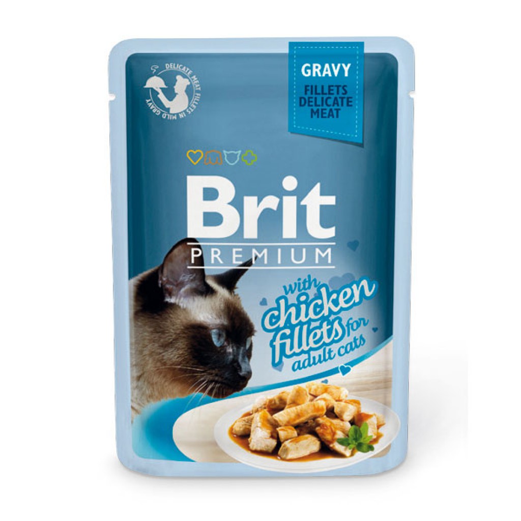 паучи для кошек "brit premium" (брит) с курицей в соусе