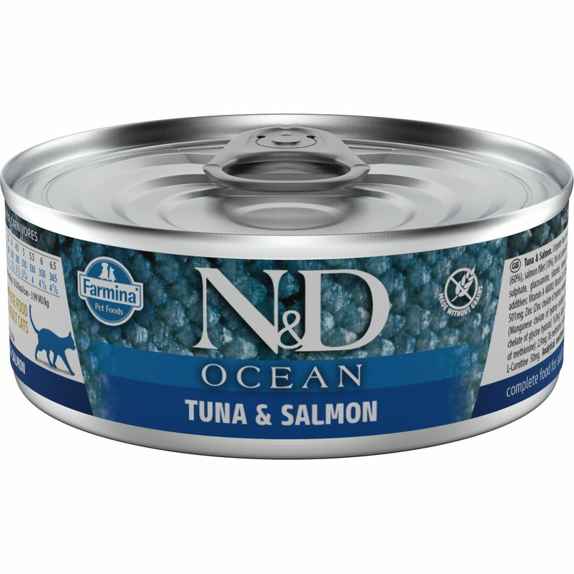 фармина 02895 n&d ocean консервы для кошек тунец и лосось