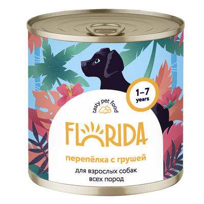 консервы для собак "florida" (флорида) перепёлка с грушей