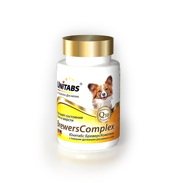 витамины для собак мелких пород "unitabs breverscomplex с q10" (юнитабс) с пивными дрожжами, 100 таб