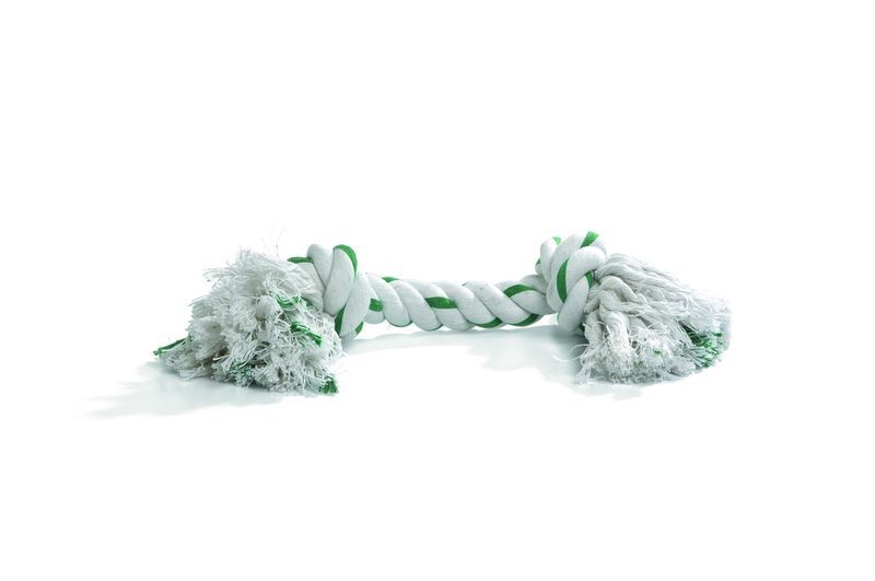 игрушка для собак "beeztees" канат с 2-мя узлами мятный вкус, бело/зеленый 125г*32см