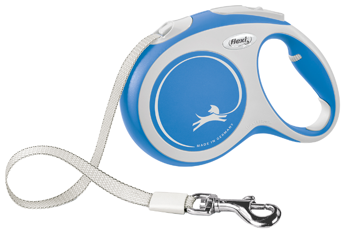 рулетка для животных "flexi new line comfort l" (флекси) 5 м до 60 кг (лента) серая с синим