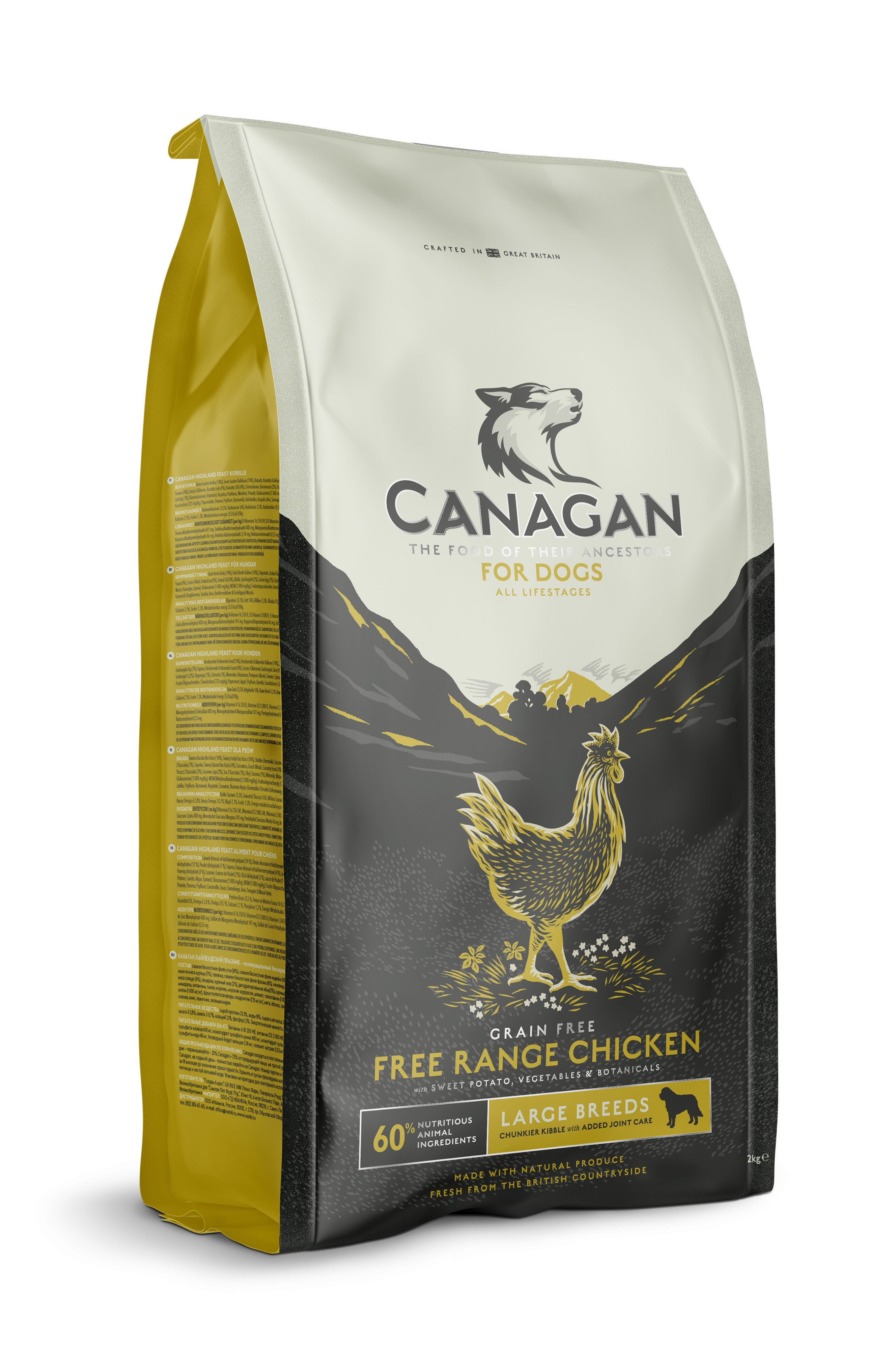 canagan gf free-range chicken корм для собак крупных пород, цыпленок