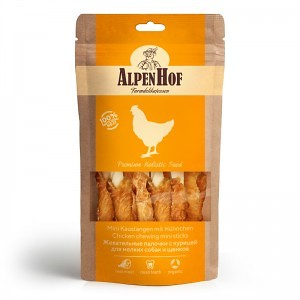 лакомство для собак и щенков "alpenhof" (альпен хоф) жевательные палочки с курицей