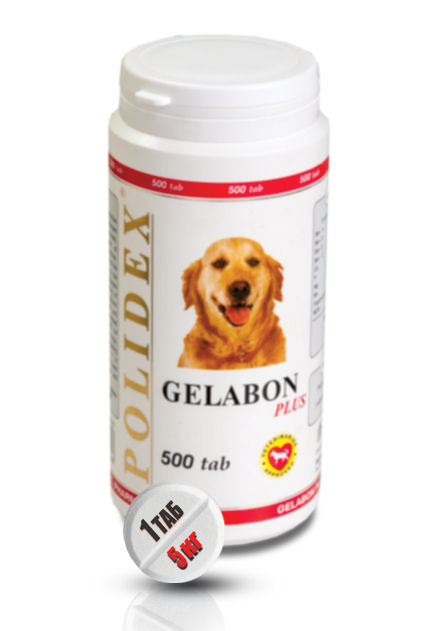 polidex гелабон плюс для собак, таблетки, № 500 (1таб/5кг), профилактика и лечение опорно- двигательного аппарата
