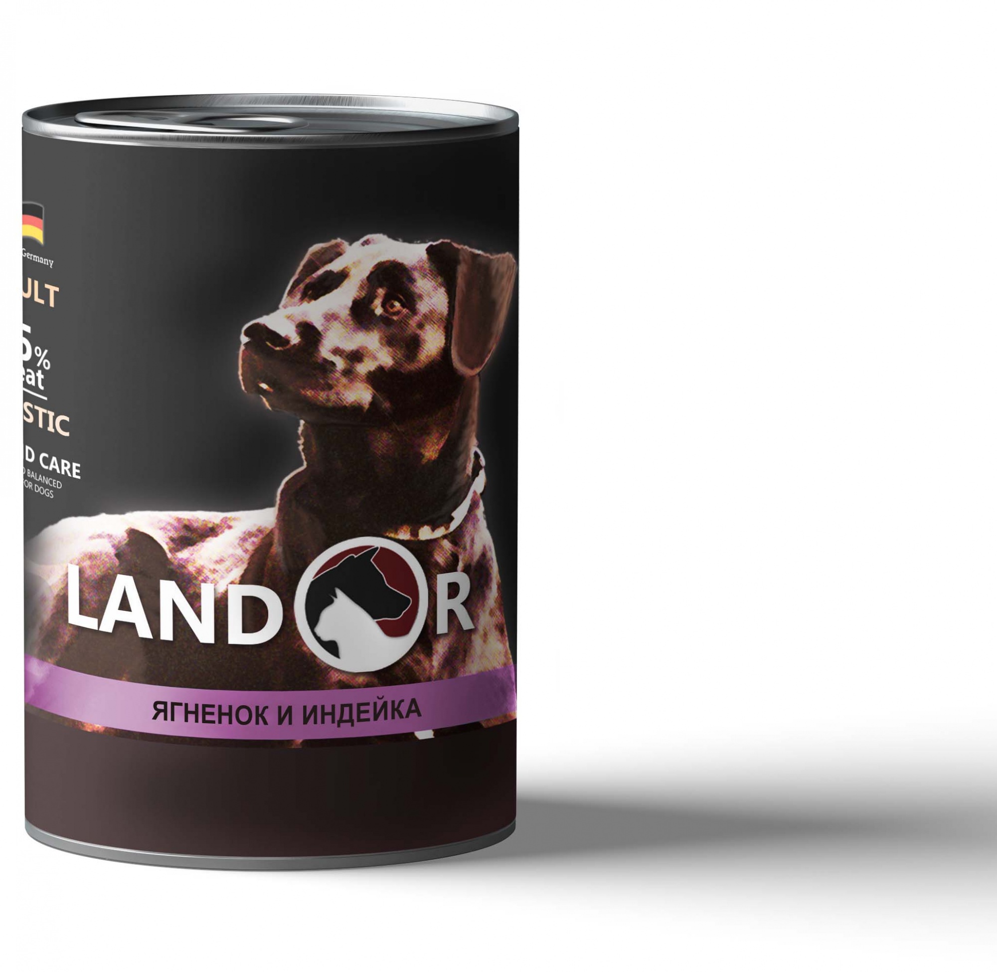 консервы для взрослых собак всех пород "landor" (ландор) ягненок с индейкой