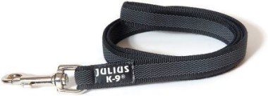 julius-k9 поводок для собак super-grip 2/120см, с ручкой, до 50 кг, черно-серый