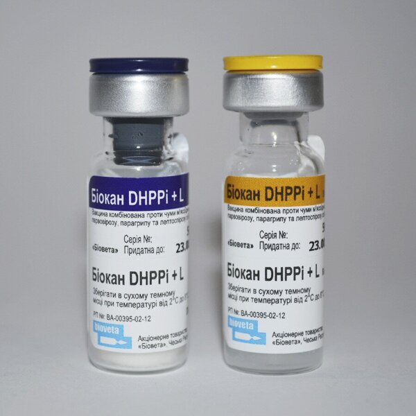 вакцина для собак "биокан dhppi+l" против чумы, аденовироза, инфекционного гепатита, парвовироза, парагриппа и лептоспироза, 1 доза
