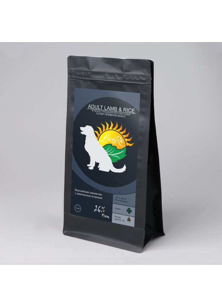 livera полнорационный сухой корм для взрослых собак всех пород lamb & rice