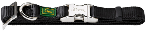 hunter ошейник для собак alu-strong l (45-65 см) нейлон с металлической застежкой черный
