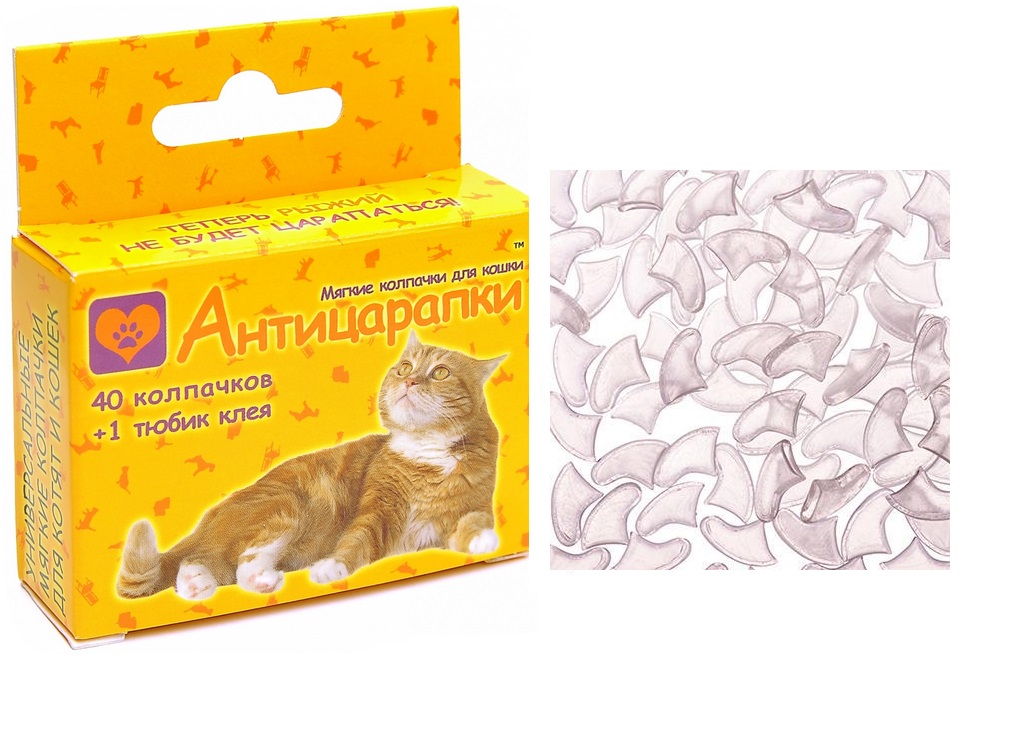 колпачки для кошек на когти "антицарапки" белые 40 шт