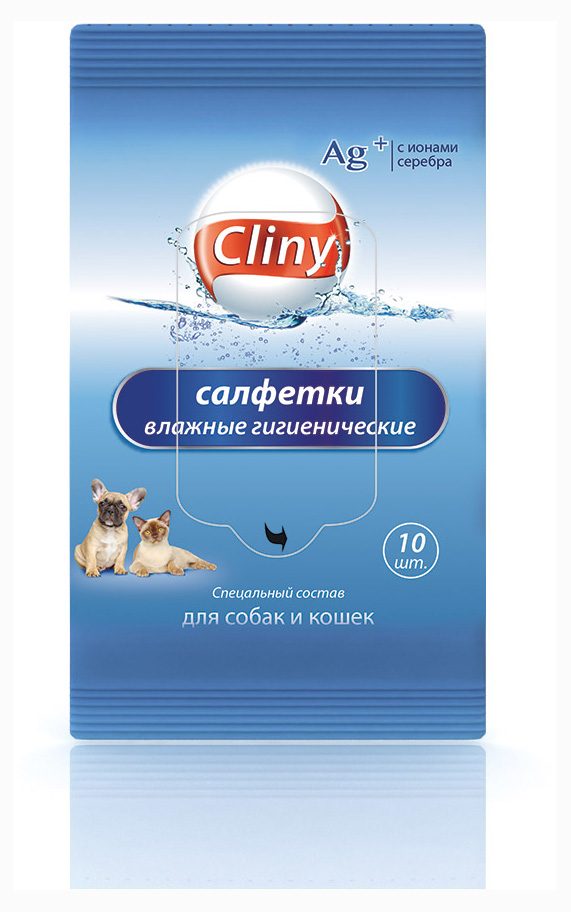 салфетки влажные для собак и кошек "cliny" (клини), гигиенические (10шт)