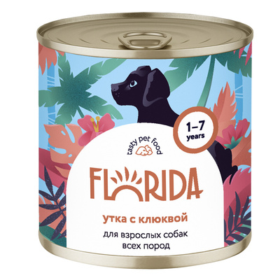 консервы для собак "florida" (флорида) утка с клюквой