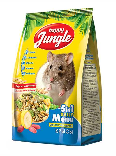 корм для декоративных крыс "happy jungle" (хэппи джангл) основной рацион