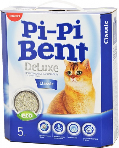 наполнитель для кошачьего туалета "pipi bent deluxe классик" (пи пи бент делюкс) комкующийся
