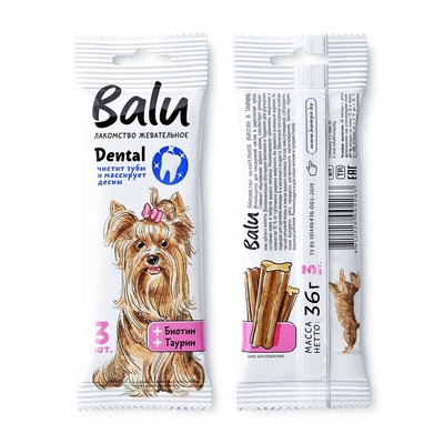 лакомство жевательное для собак "balu" (балу) с биотином и таурином, 36 г