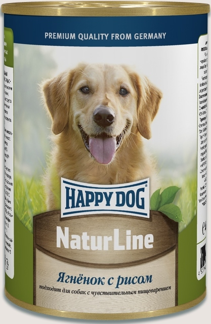 консервы для собак "happy dog" (хэппи дог) с ягнёнком и рисом