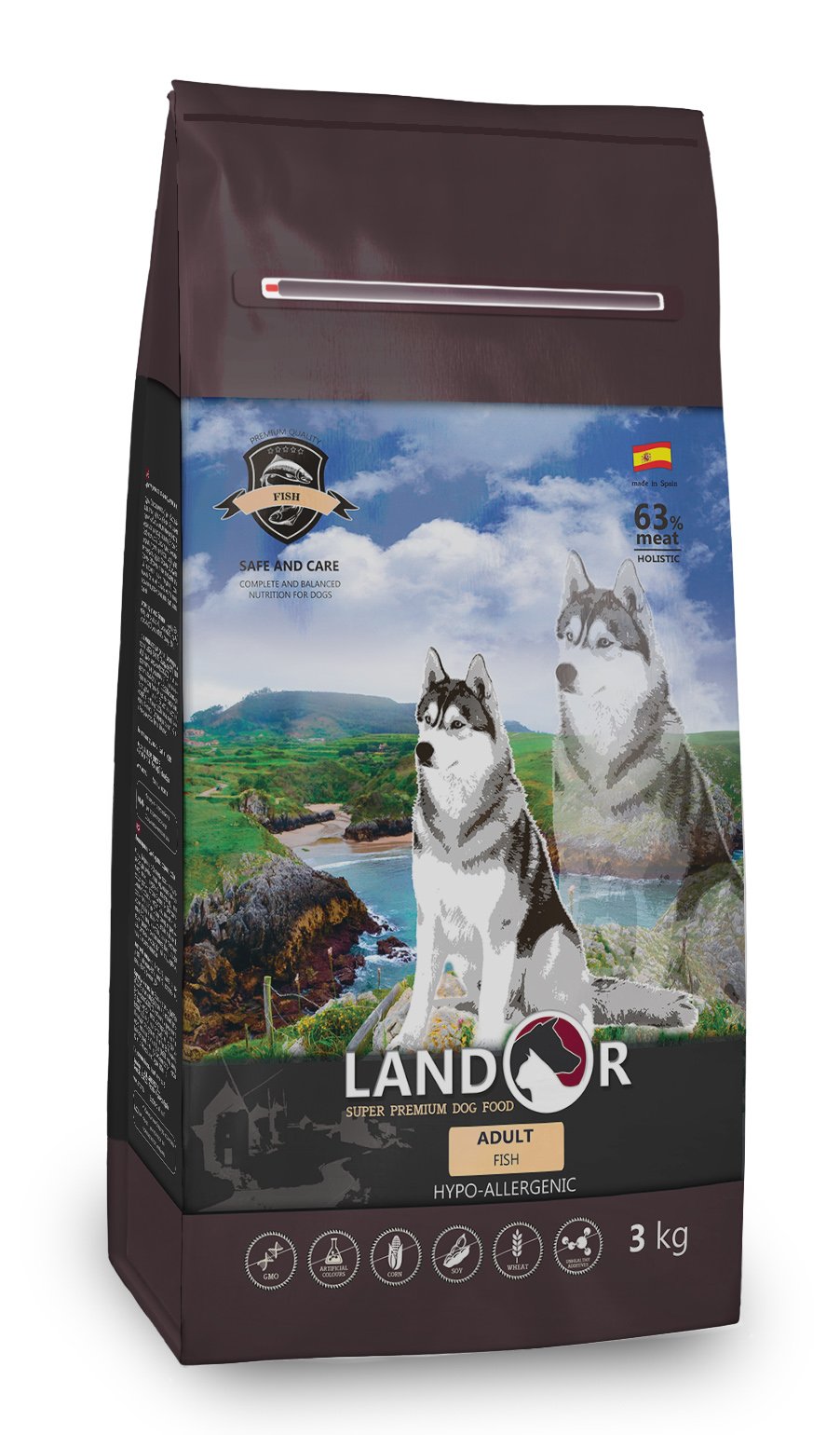 сухой корм для взрослых собак всех пород "landor adult" (ландор) с рыбой и рисом