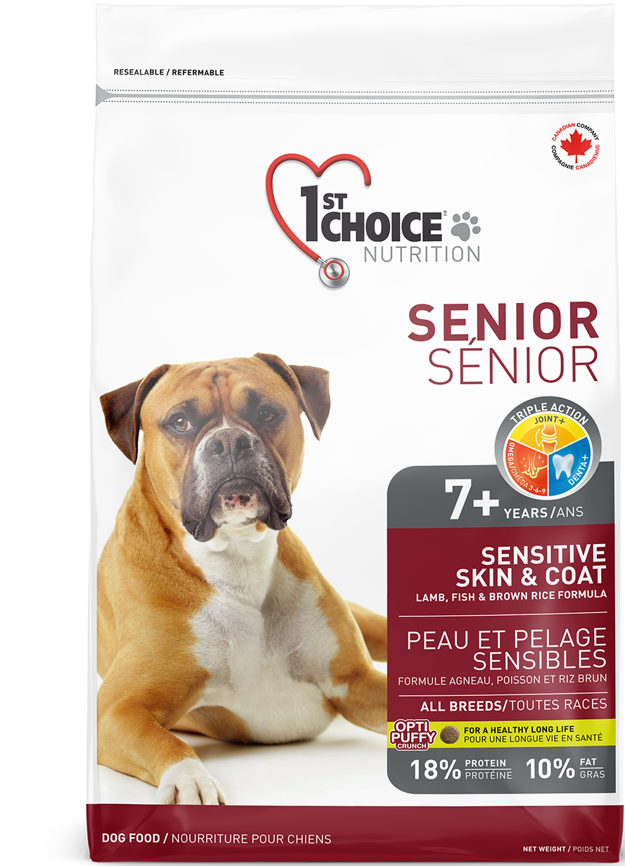 сухой корм 1st choice senior sensitive skin&coat для пожилых собак с чувствительной кожей и шерстью