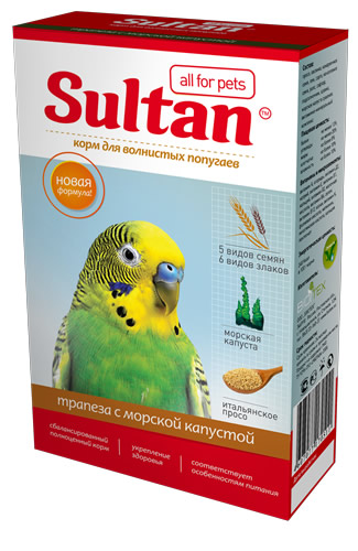 корм для волнистых попугаев "sultan" (султан) трапеза с орехами и морской капустой