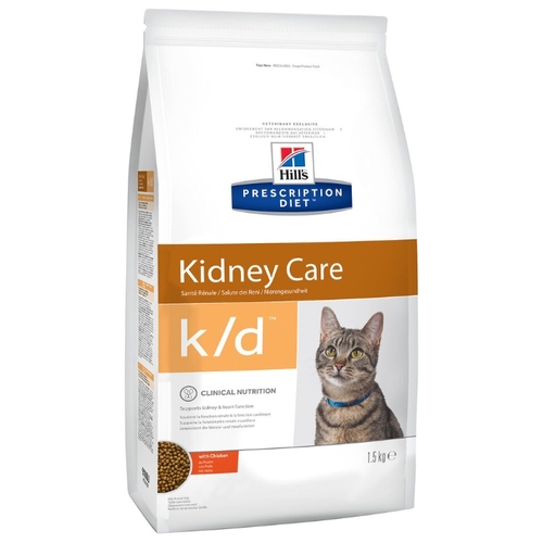 сухой корм для кошек "hill's prescription diet k/d feline renal health" (хиллс ренал к/д) лечение заболеваний почек, профилактика мкб оксалаты, ураты, с курицей