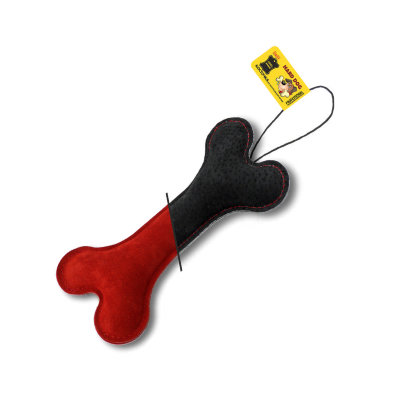 игрушка для собак "gosi" кость, натуральная кожа (черно-красная)