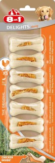 косточки сверхпрочные для мелких собак "8in1 delights strong xs" с куриным мясом 7,5 см 7 шт