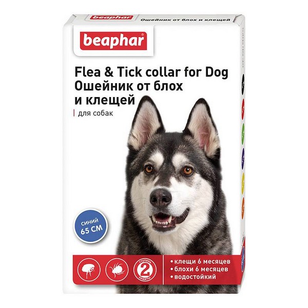 ошейник для собак "beaphar flea & tick collar for dog" (беафар) от блох и клещей (синий) 65 см