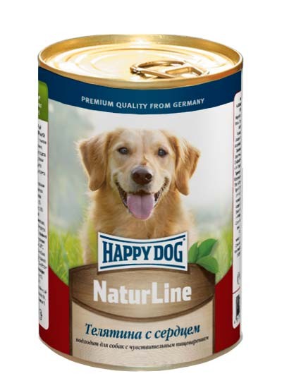 консервы для собак "happy dog" (хэппи дог) с телятиной и сердцем