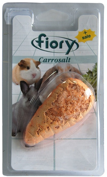био-камень для грызунов "fiory carrosalt" (фиори) с солью в форме моркови, 65 г
