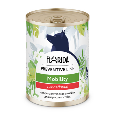 florida preventive line консервы mobility для собак "профилактика болезней опорно-двигательного аппарата" с говядиной