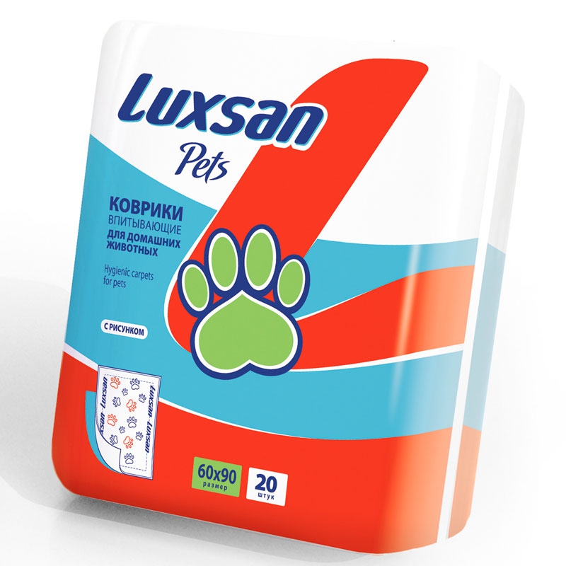 luxsan 3.69.020.2 pets коврики впитывающие для домашних животных 60*90см*20шт
