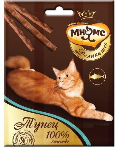 лакомство мнямс деликатес лакомые палочки 9 см для кошек с тунцом 3х4 г