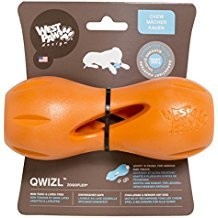 zogoflex игрушка для собак гантеля под лакомства qwizl s 14x6 см оранжевая