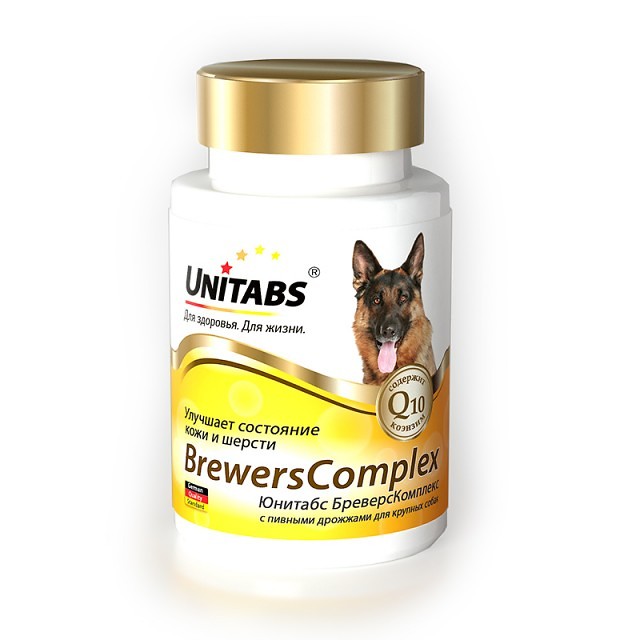 витамины для собак крупных пород "unitabs breverscomplex с q10" (юнитабс) с пивными дрожжами